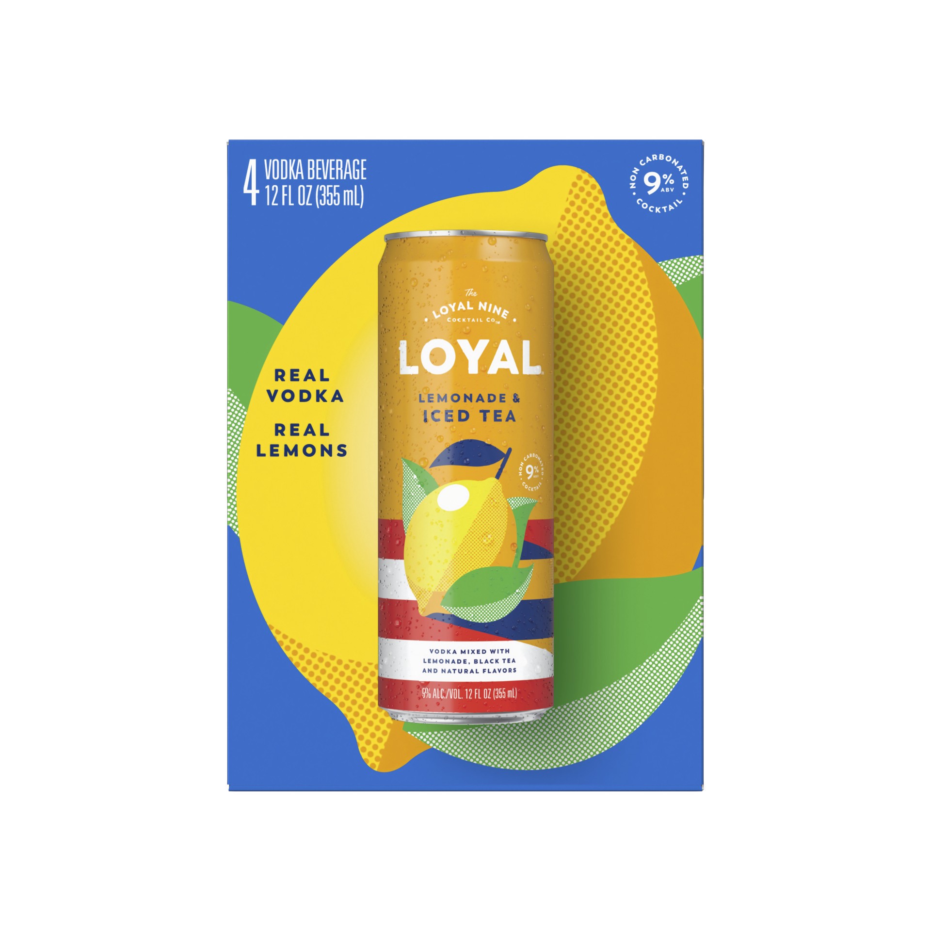 slide 5 of 5, Loyal Nine Lemonade + Iced Tea Cocktail, 4-PACK (4 x 12 fl oz), 355 ml