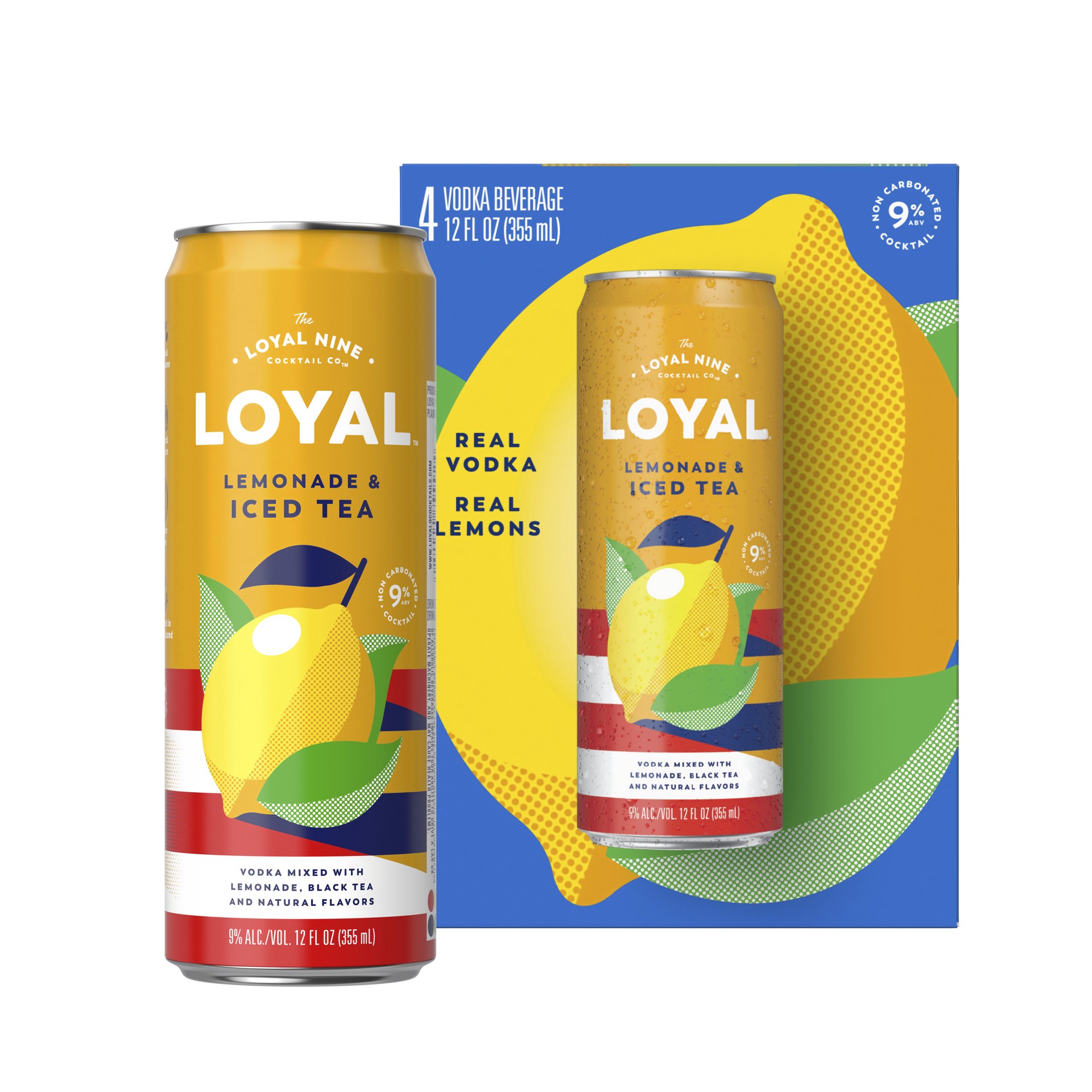 slide 2 of 5, Loyal Nine Lemonade + Iced Tea Cocktail, 4-PACK (4 x 12 fl oz), 355 ml