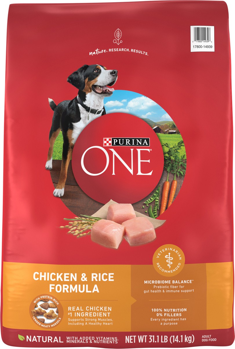 slide 5 of 9, ONE Purina ONE Chicken and Rice Formula Dry Dog Food, 31.1 lb