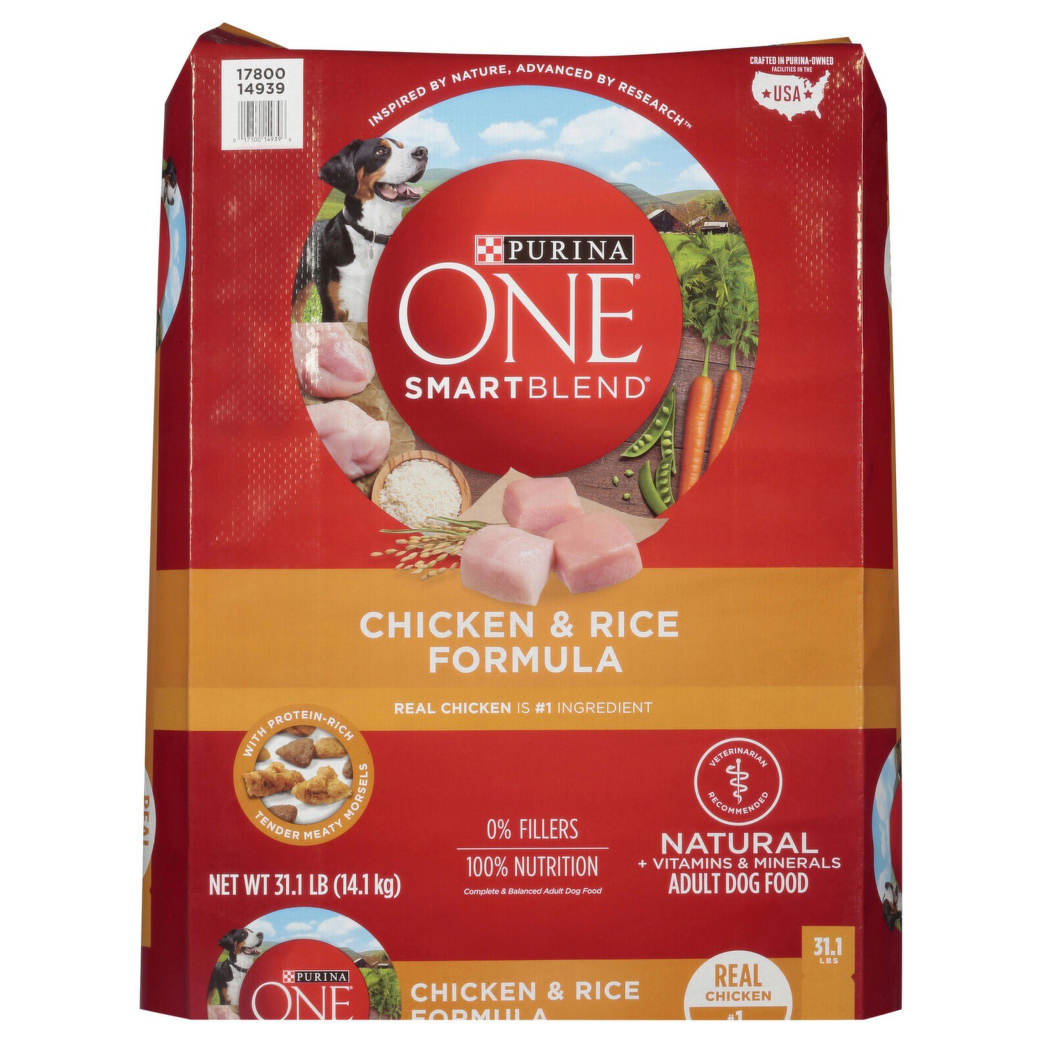 slide 1 of 9, Purina ONE SmartBlend Natural Dry Dog Food with Chicken & Rice - 31.1lbs, 31.1 lb