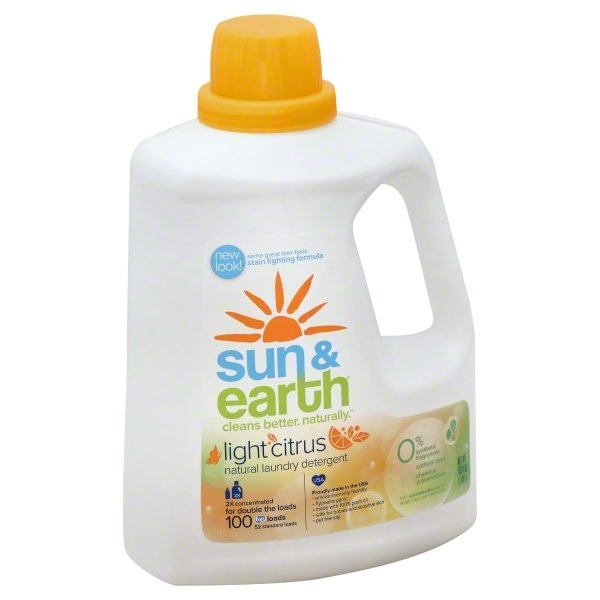 slide 1 of 1, Sun & Earth Laundry Detergent, Natural, Light Citrus, 100 fl oz