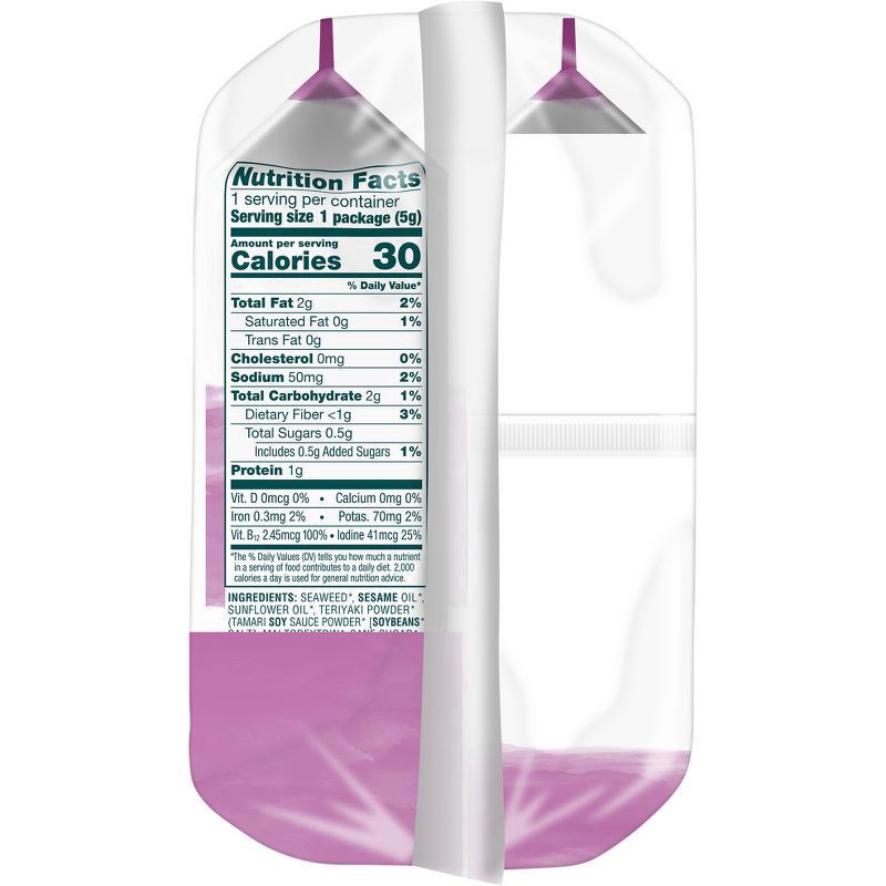 slide 4 of 5, gimme Seaweed Organic Premium Roasted Seaweed Snack, Teriyaki, .17oz, 4 Pack, 4 ct