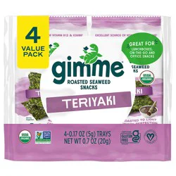 gimme Seaweed Organic Premium Roasted Seaweed Snack, Teriyaki, .17oz, 4 Pack