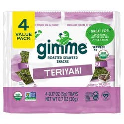 gimme Seaweed Organic Premium Roasted Seaweed Snack, Teriyaki, .17oz, 4 Pack