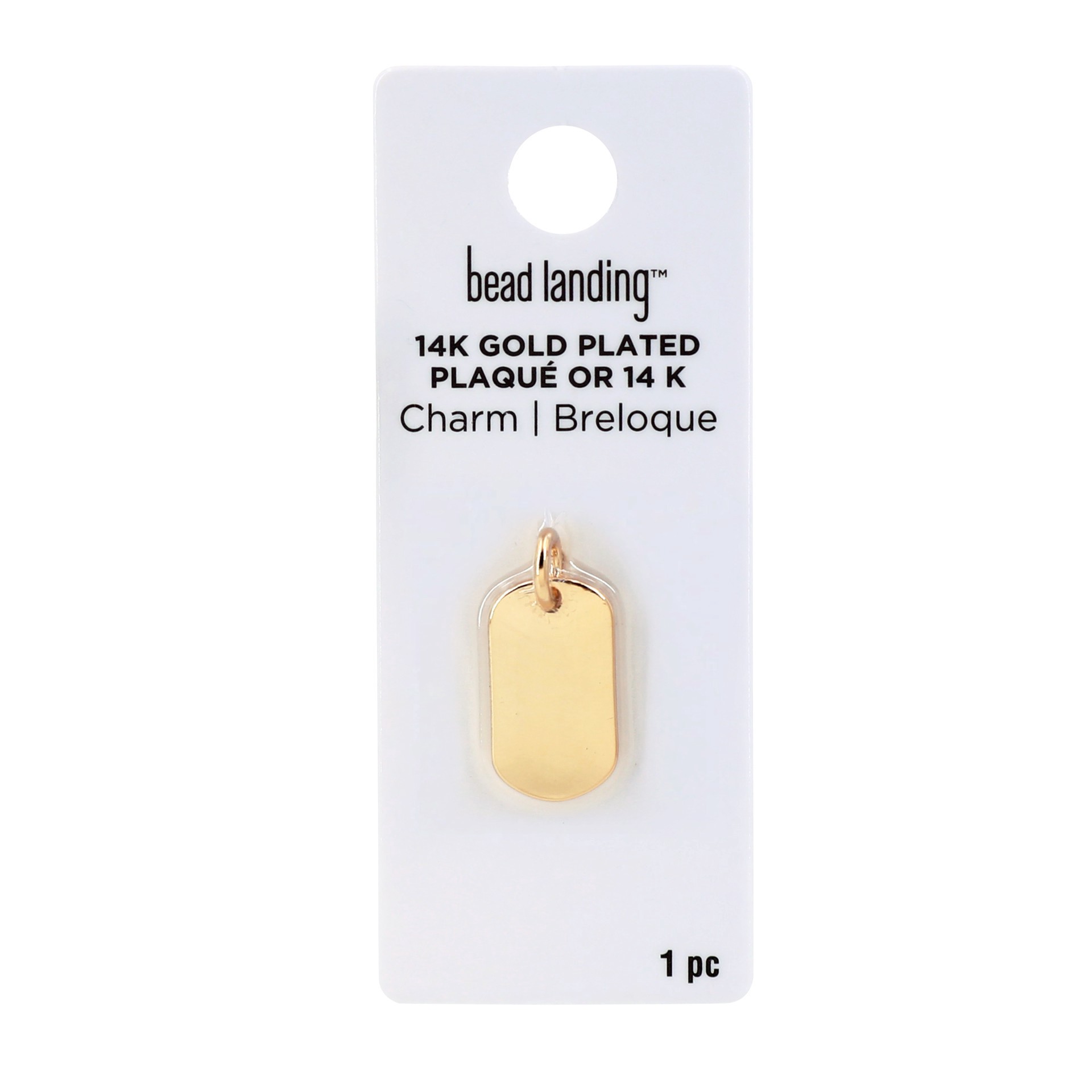 slide 3 of 4, 14k Gold Plated Dog Tag Charm By Bead Landing, 0.39 in x 0.83 in x 0.08 in