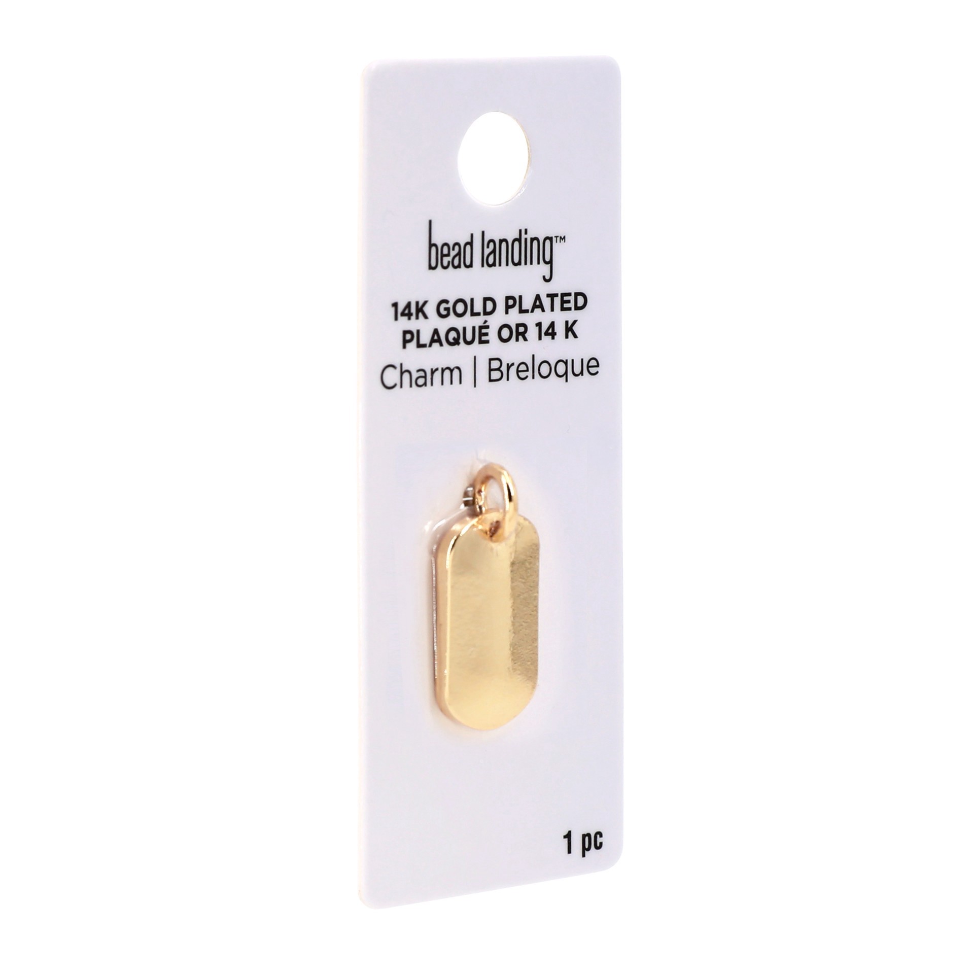 slide 2 of 4, 14k Gold Plated Dog Tag Charm By Bead Landing, 0.39 in x 0.83 in x 0.08 in