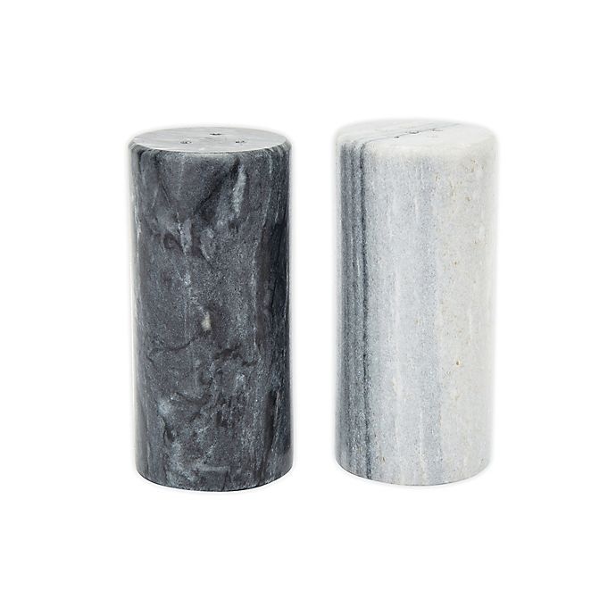 slide 1 of 6, Fox Run Marble Salt & Pepper Shakers - Black/White, 2 ct