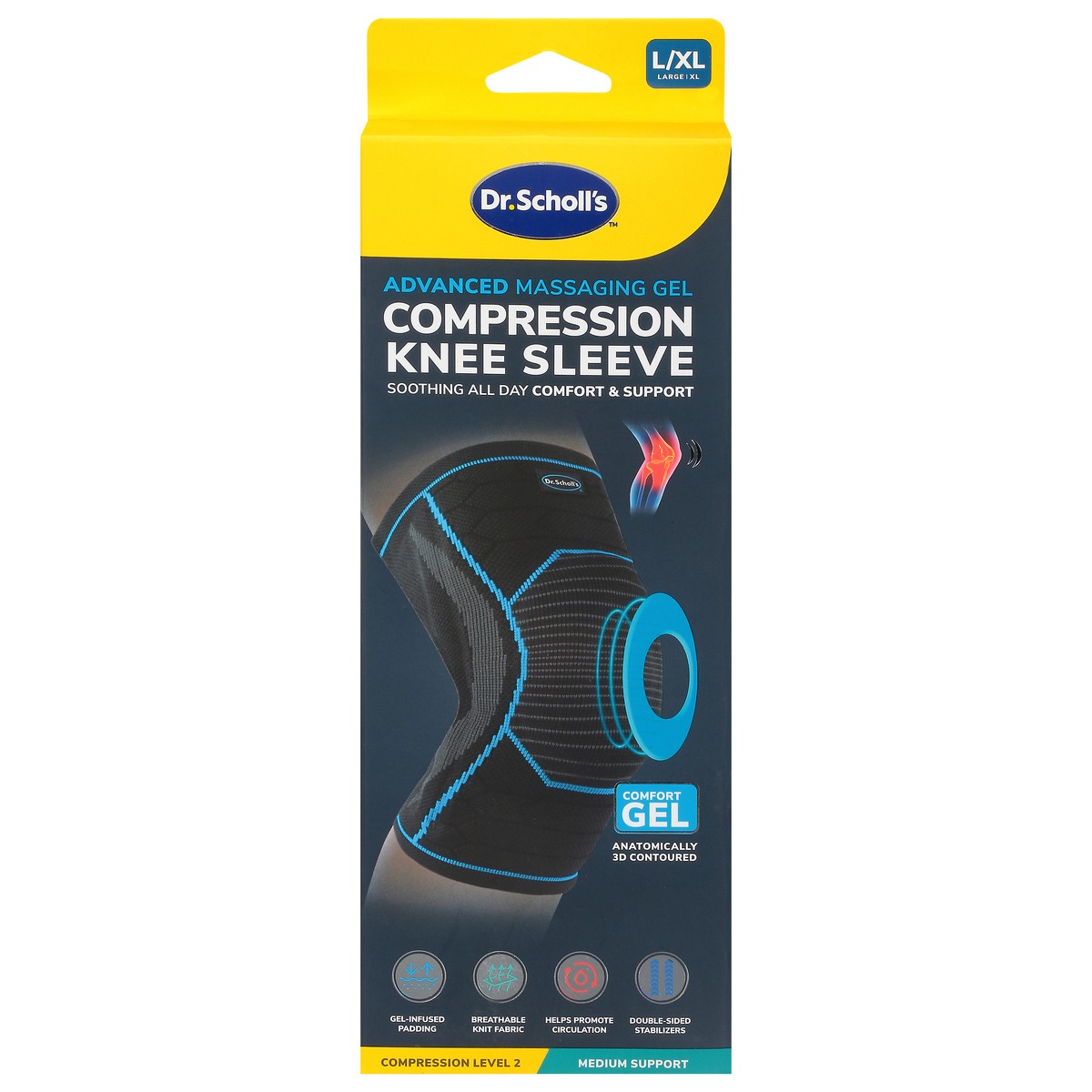 slide 1 of 9, Dr. Scholl's Compression Level 2 Medium Support Knee Sleeve L/XL 1 ea, 1 ct