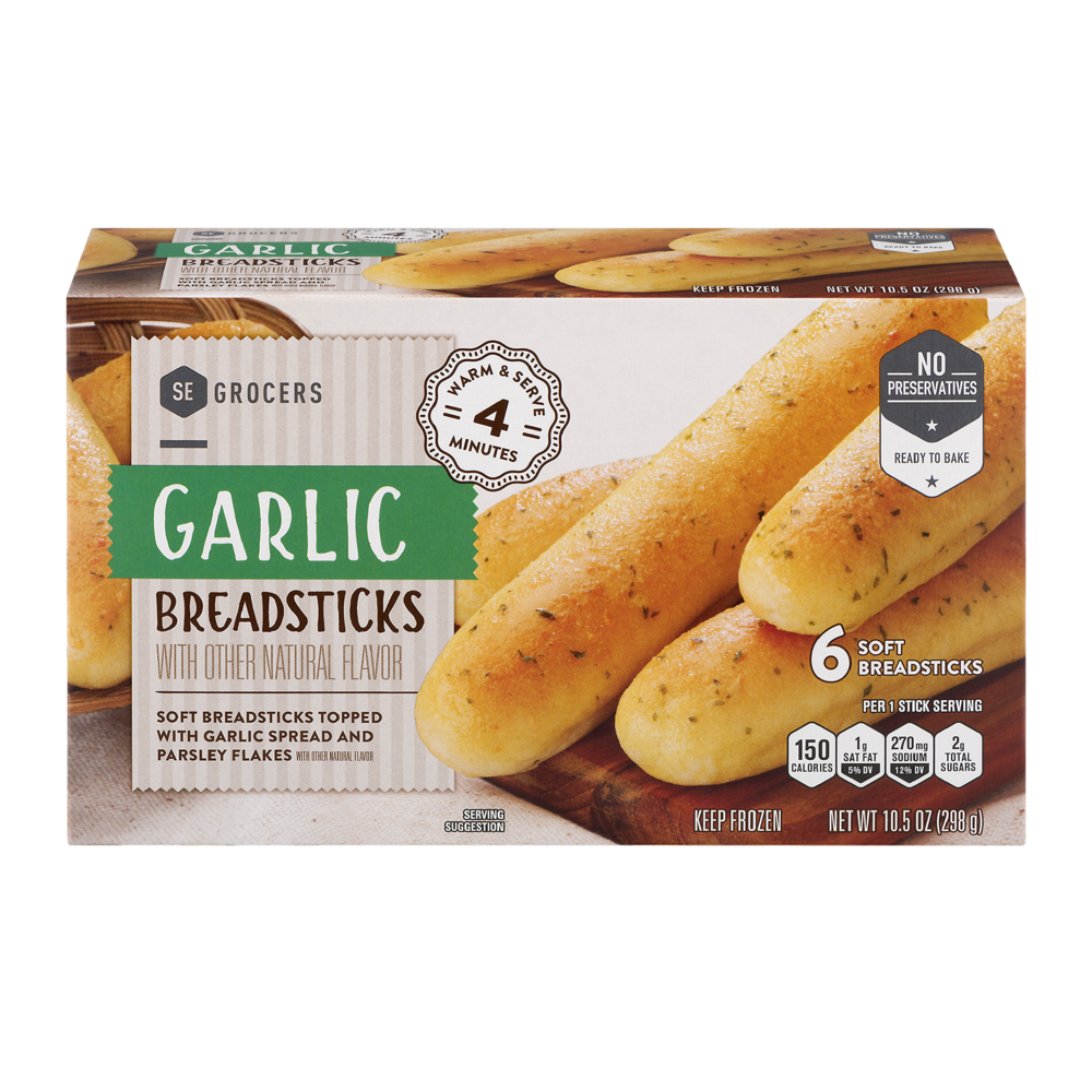 slide 1 of 1, SE Grocers Breadsticks Garlic, 6 ct; 10.5 oz
