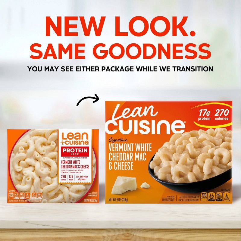 slide 3 of 8, Lean Cuisine Protein Kick Vermont White Cheddar Frozen Mac and Cheese - 8oz, 8 oz