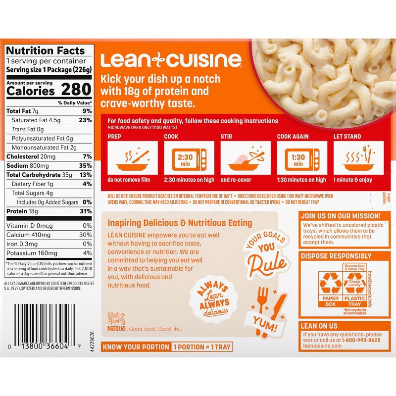 slide 4 of 15, Lean Cuisine Protein Kick Frozen Vermont White Cheddar Macaroni and Cheese - 8oz, 8 oz