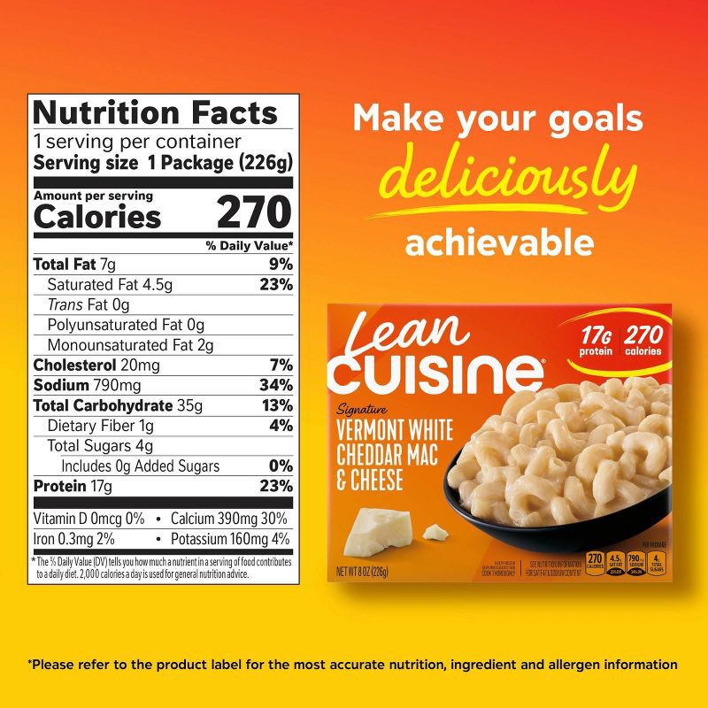 slide 7 of 8, Lean Cuisine Protein Kick Vermont White Cheddar Frozen Mac and Cheese - 8oz, 8 oz