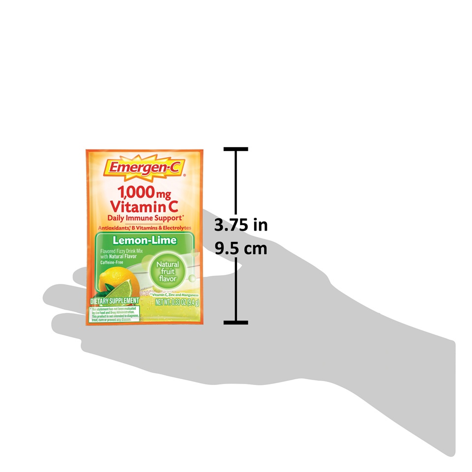 slide 3 of 7, Emergen-C Vitamin C Dietary Supplement - Lemon Lime Flavor, 30 ct; 0.33 oz