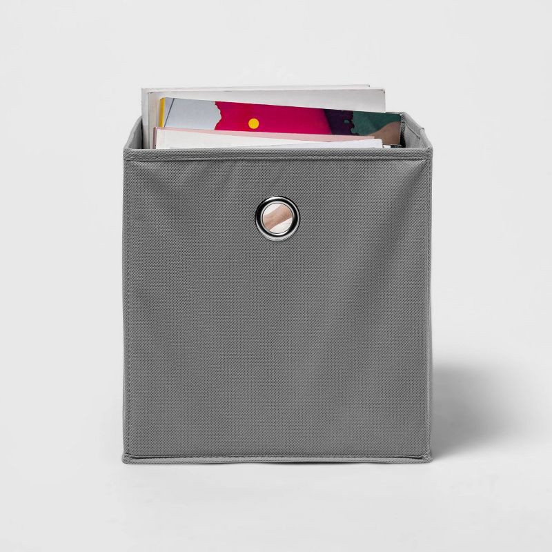 slide 2 of 5, 11" Fabric Cube Storage Bin Gray - Room Essentials™, 1 ct