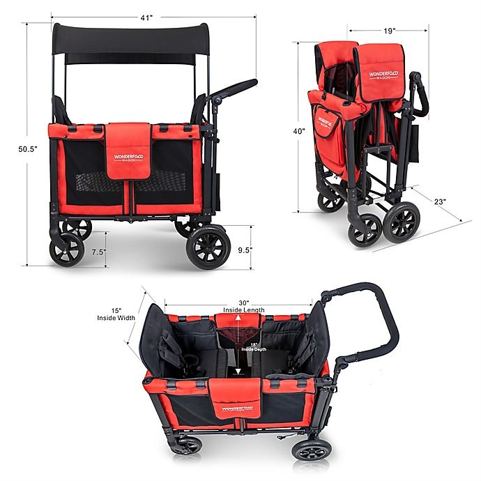 slide 7 of 7, WonderFold Wagon W2 Double Folding Stroller Wagon - Poppy Red, 1 ct