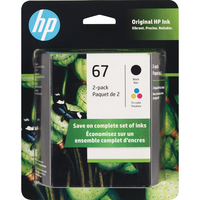 slide 1 of 1, HP 67 Black/Tri-Color Ink Cartridges, 2 ct