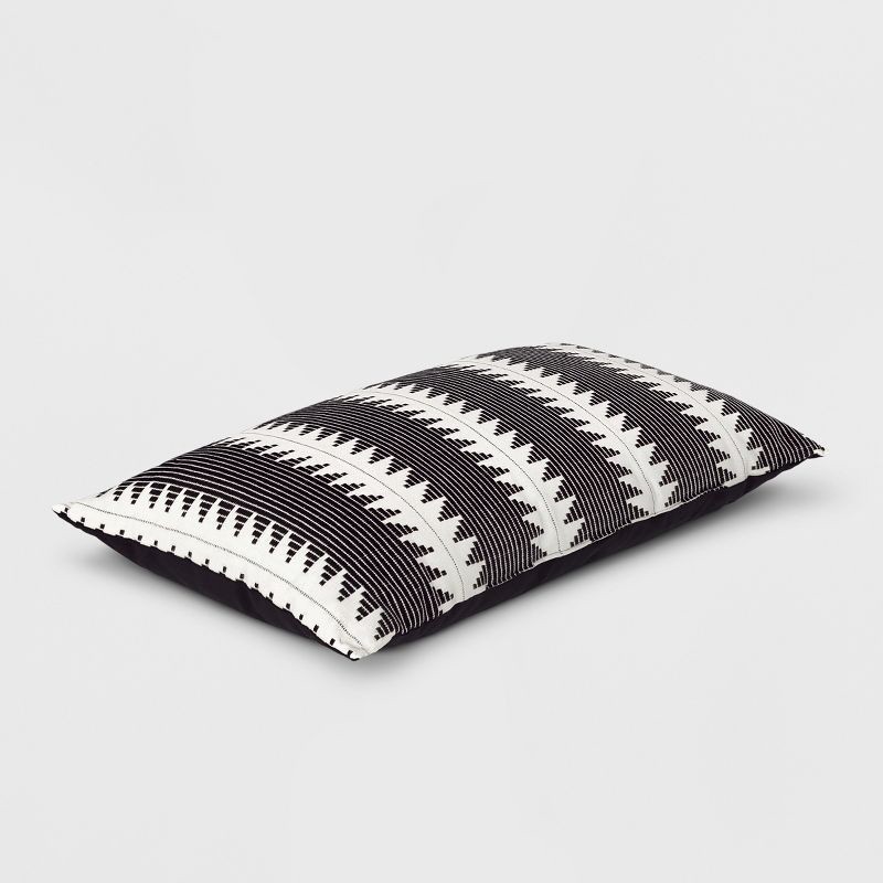 slide 2 of 7, Oversize Woven Global Lumbar Throw Pillow Black - Threshold™: Cotton, Geometric Pattern, Indoor Use, Knife Edge, 1 ct