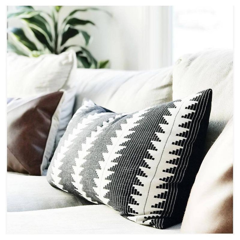 slide 4 of 7, Oversize Woven Global Lumbar Throw Pillow Black - Threshold™: Cotton, Geometric Pattern, Indoor Use, Knife Edge, 1 ct