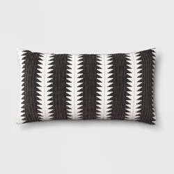 Oversize Woven Global Lumbar Throw Pillow Black - Threshold™: Cotton, Geometric Pattern, Indoor Use, Knife Edge