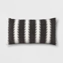 Oversize Woven Global Lumbar Throw Pillow Black - Threshold™: Cotton, Geometric Pattern, Indoor Use, Knife Edge