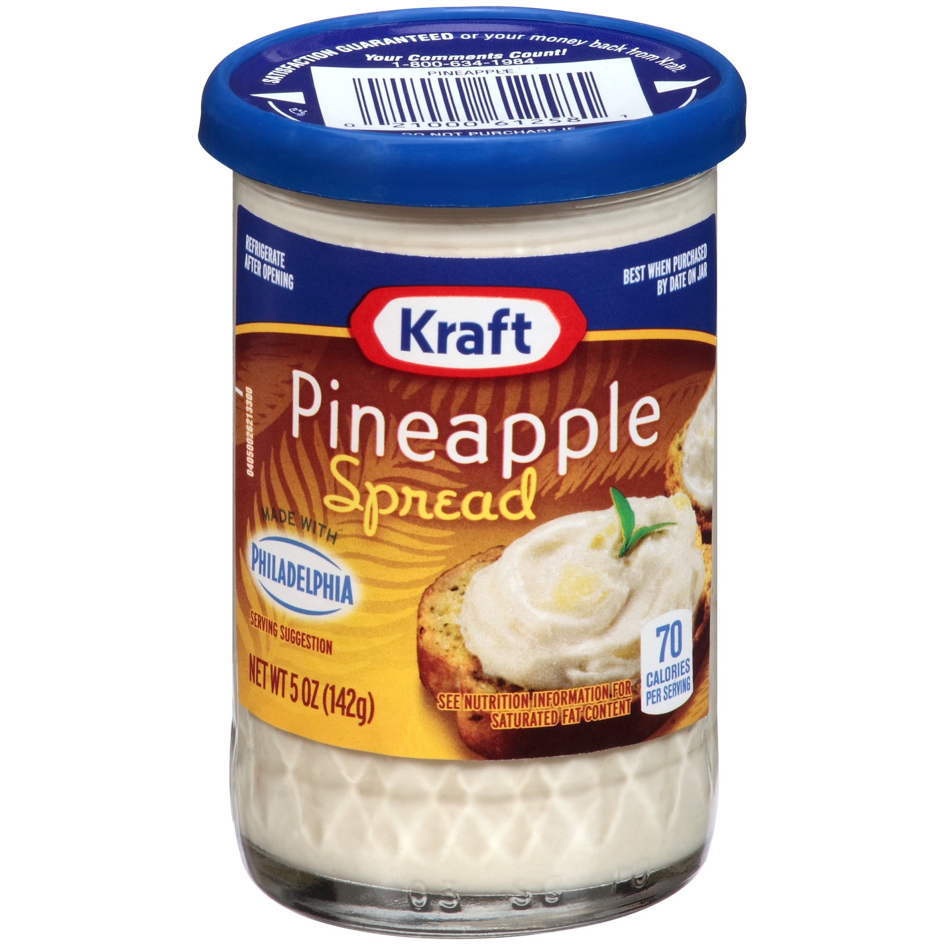slide 1 of 4, Kraft Pineapple Spread with Philadelphia Cream Cheese Jar, 5 oz