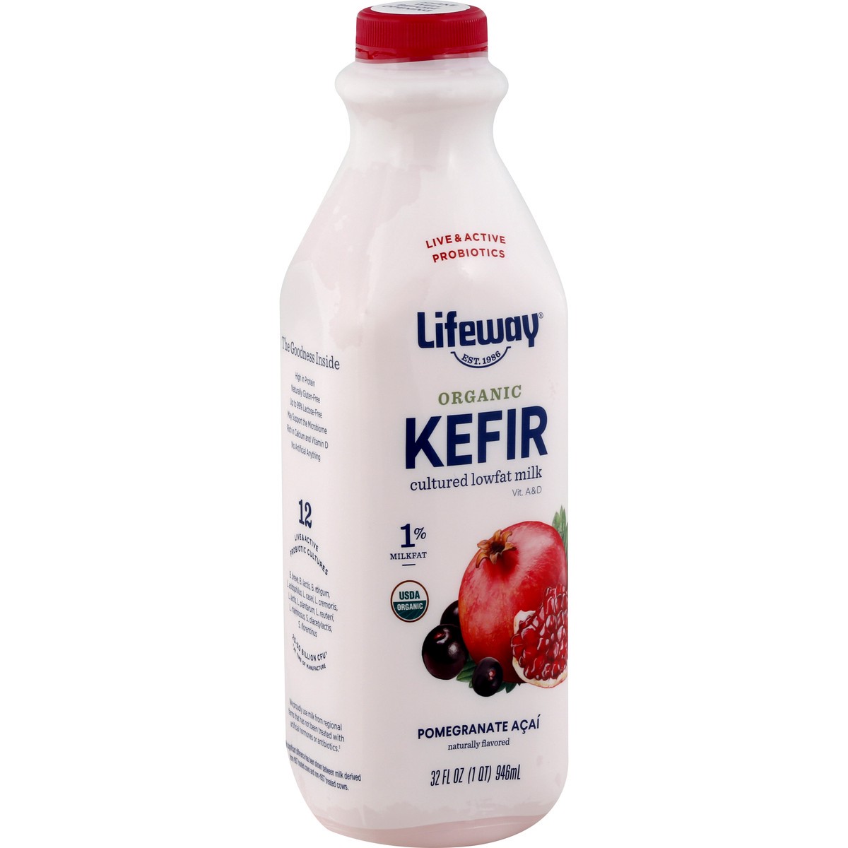 slide 11 of 11, Lifeway 1% Organic Pomegranate Acai Kefir 32 fl oz, 32 fl oz