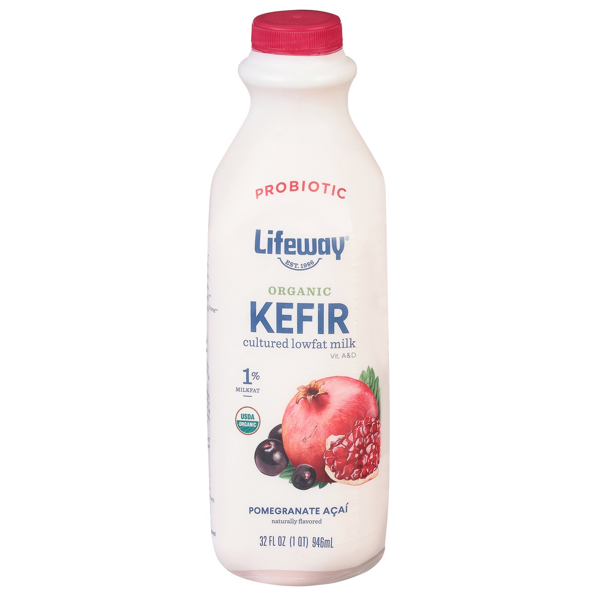 slide 1 of 11, Lifeway 1% Organic Pomegranate Acai Kefir 32 fl oz, 32 fl oz