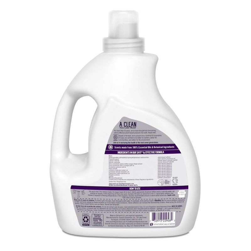 slide 2 of 8, Seventh Generation Fabric Softener - Lavender - 90 fl oz, 90 fl oz