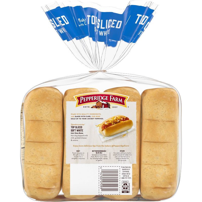 slide 5 of 8, Pepperidge Farm Bakery Classics Top Sliced White Hot Dog Buns - 14oz/8ct, 8 ct; 14 oz