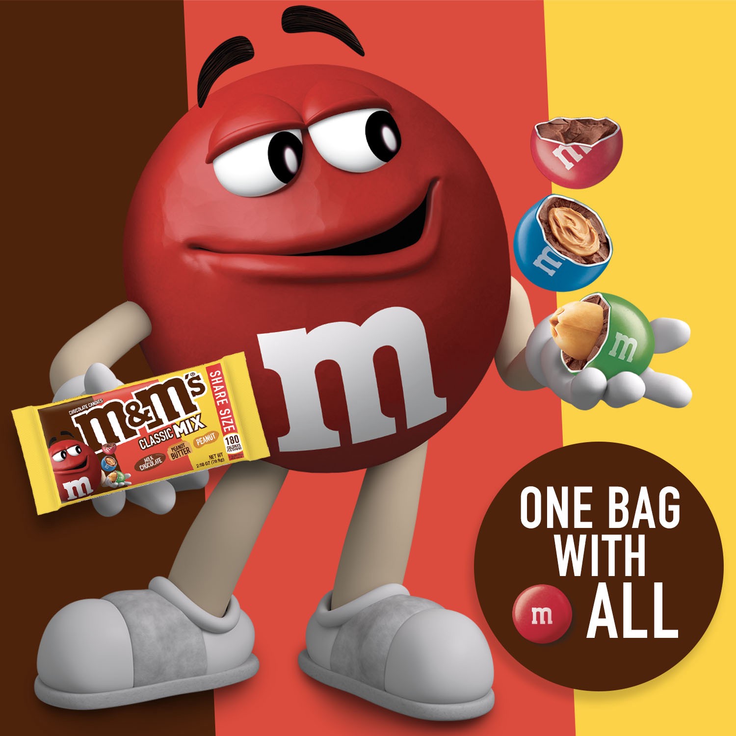 slide 6 of 8, M&M's Classic Mix of Peanut, Peanut Butter & Milk Chocolate Candy, Share Size, 2.5 oz Bag, 2.5 oz