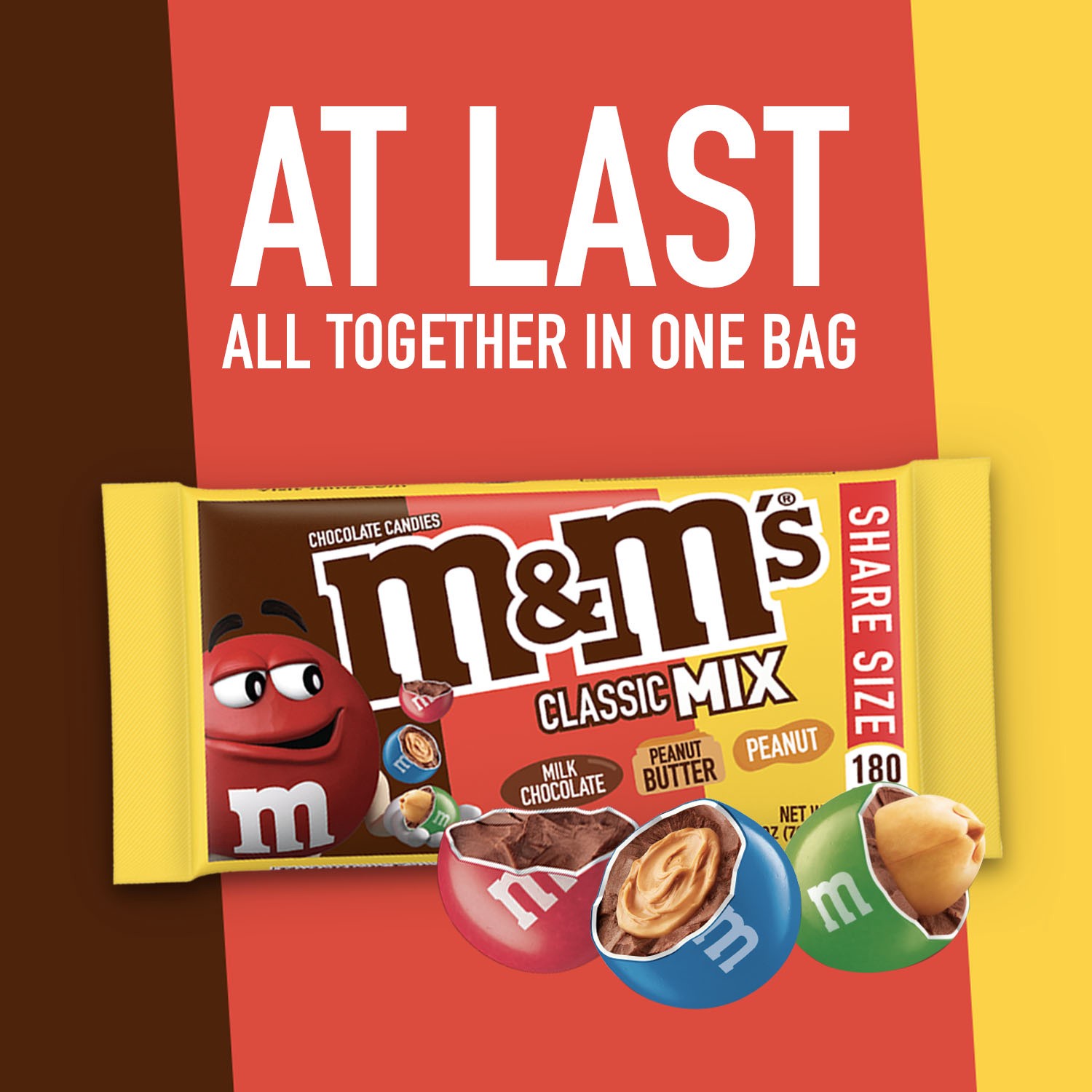 slide 8 of 8, M&M's Classic Mix of Peanut, Peanut Butter & Milk Chocolate Candy, Share Size, 2.5 oz Bag, 2.5 oz