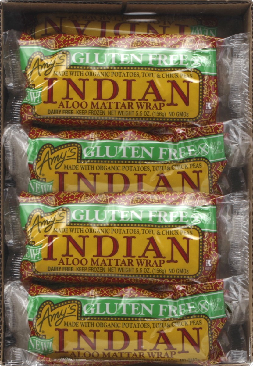 slide 4 of 4, Amy's Gluten Free Indian Aloo Mattar Wrap, 5.5 oz