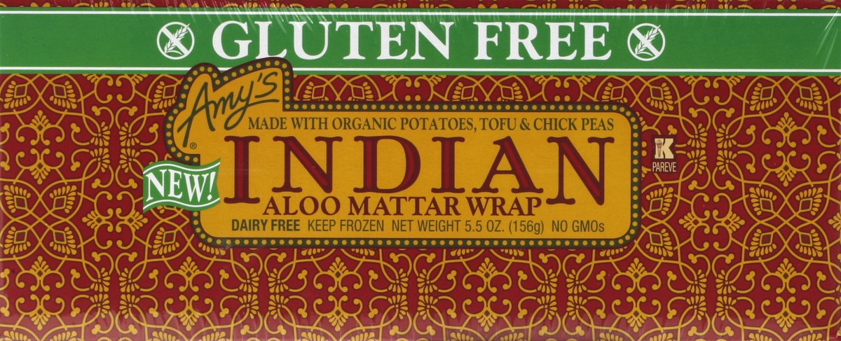 slide 2 of 4, Amy's Gluten Free Indian Aloo Mattar Wrap, 5.5 oz