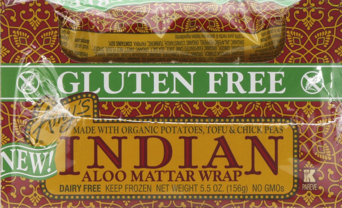 slide 3 of 4, Amy's Gluten Free Indian Aloo Mattar Wrap, 5.5 oz