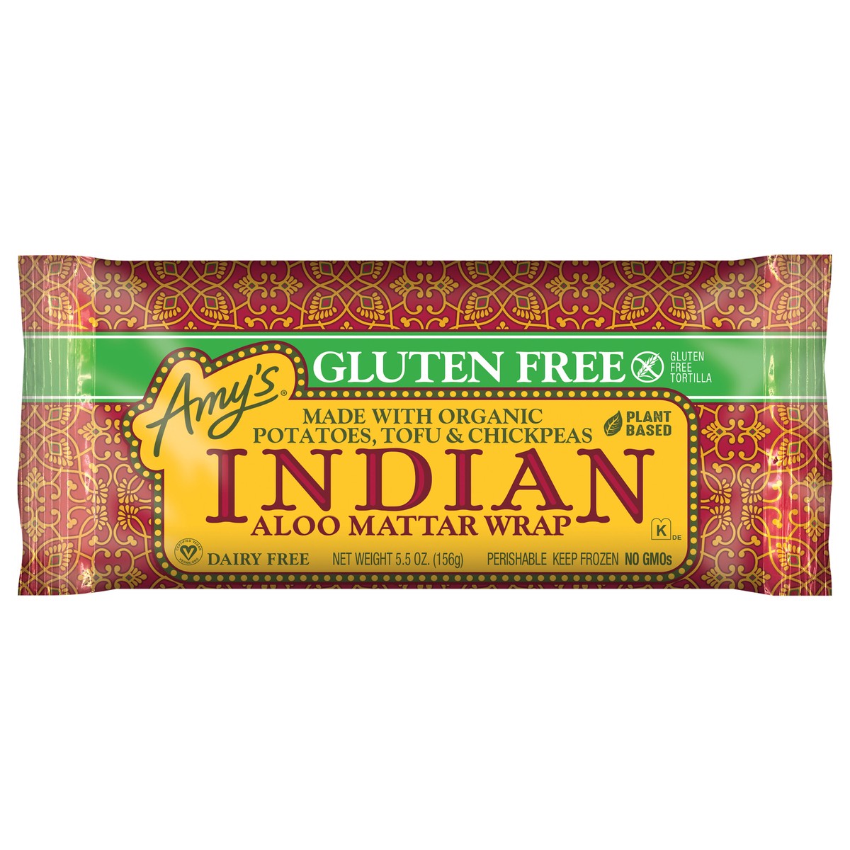 slide 1 of 4, Amy's Gluten Free Indian Aloo Mattar Wrap, 5.5 oz