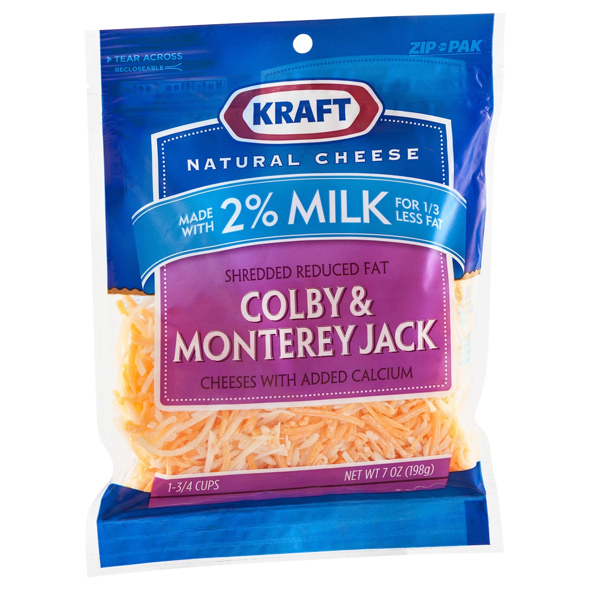 slide 4 of 14, Kraft Natural Cheese Colby & Monterey Jack W/Added Calcium Made W/2% Milk Shredded Cheese 7 Oz Peg, 7 oz