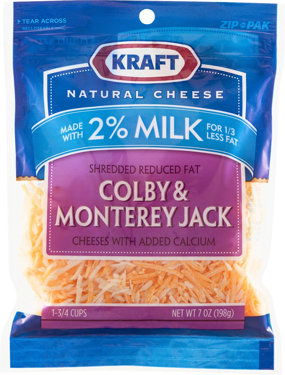 slide 6 of 14, Kraft Natural Cheese Colby & Monterey Jack W/Added Calcium Made W/2% Milk Shredded Cheese 7 Oz Peg, 7 oz