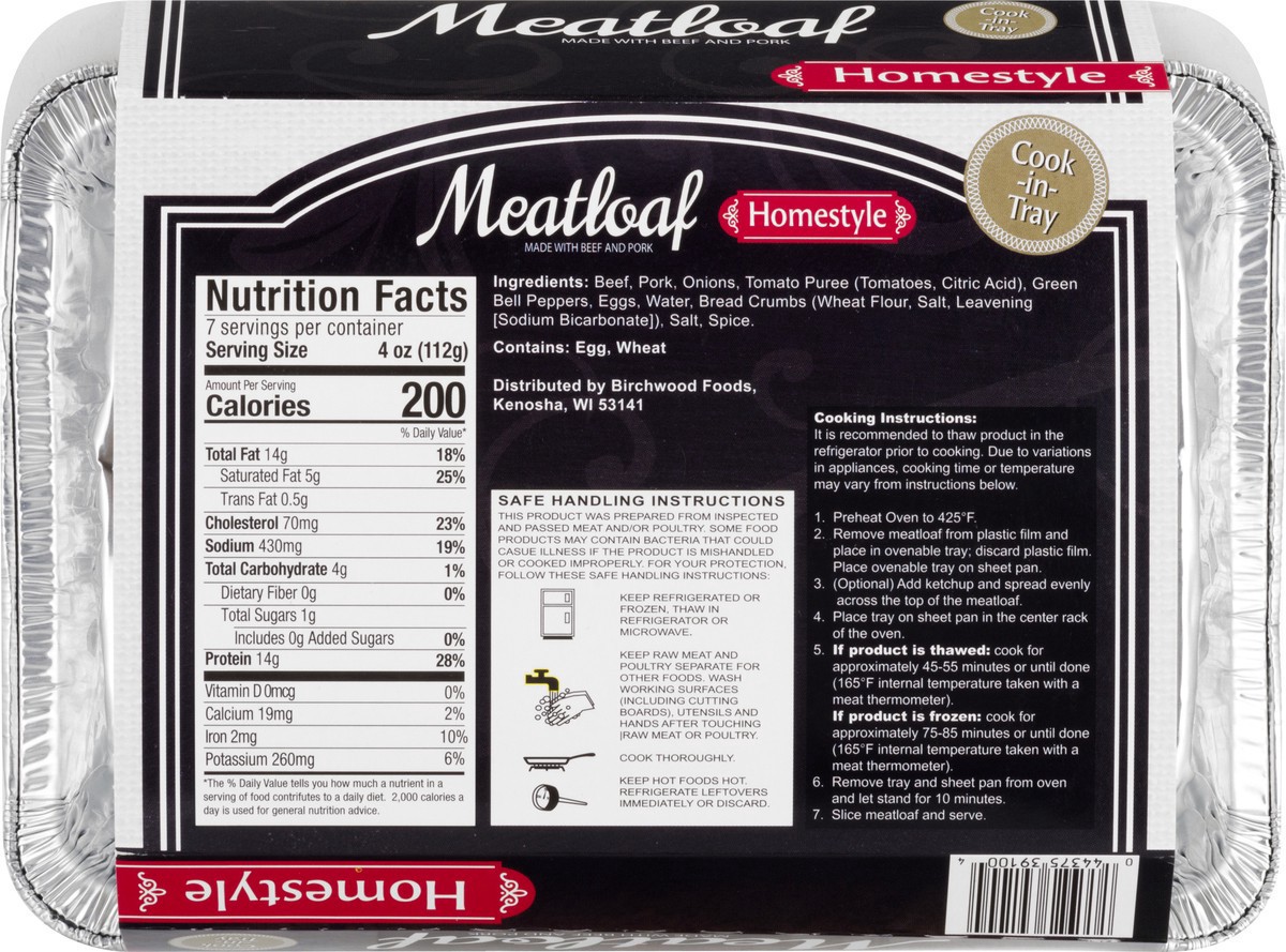 slide 4 of 9, Birchwood Foods Homestyle Meatloaf 28 oz, 28 oz