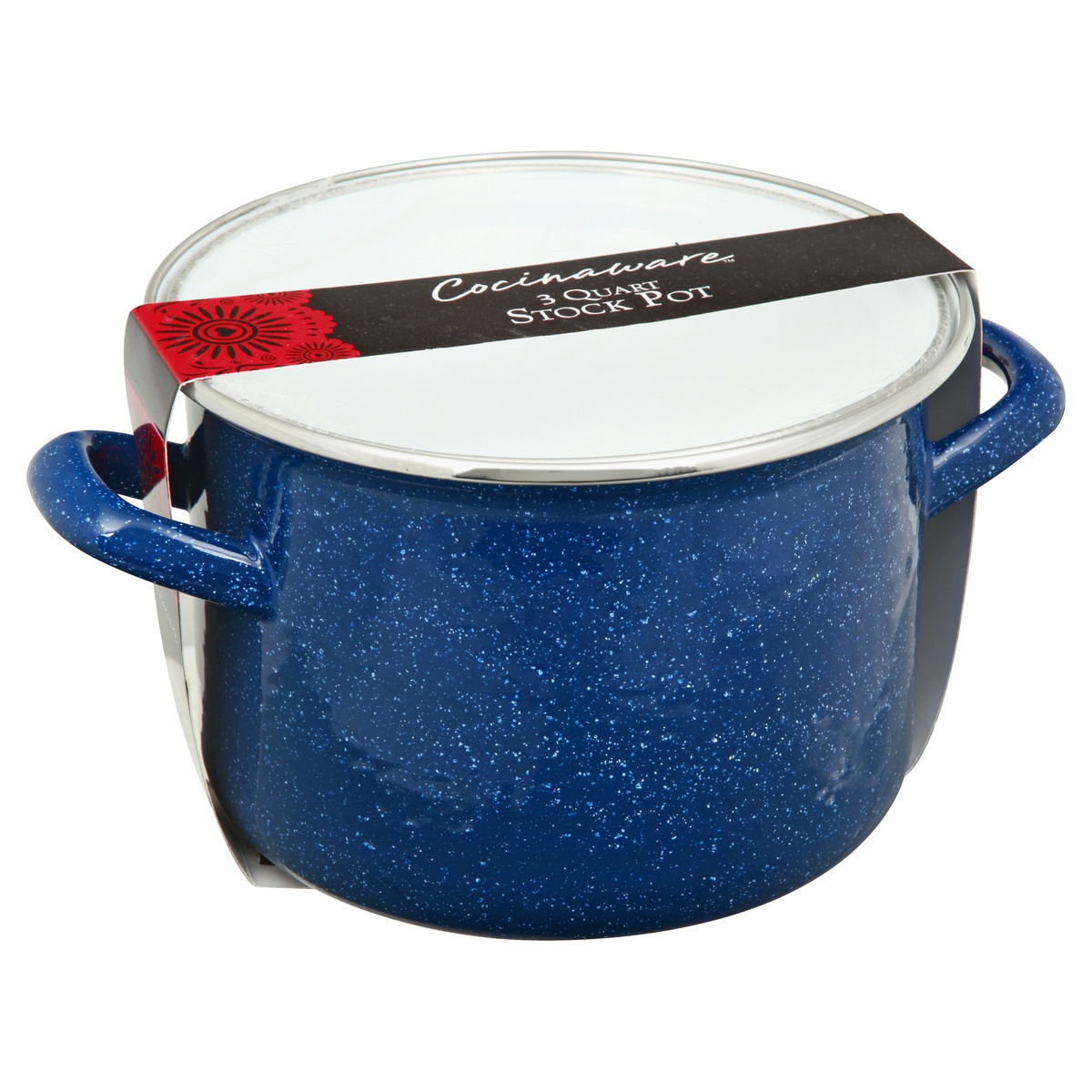 slide 2 of 8, Cocinaware Blue Speckled Stock Pot, 3 qt