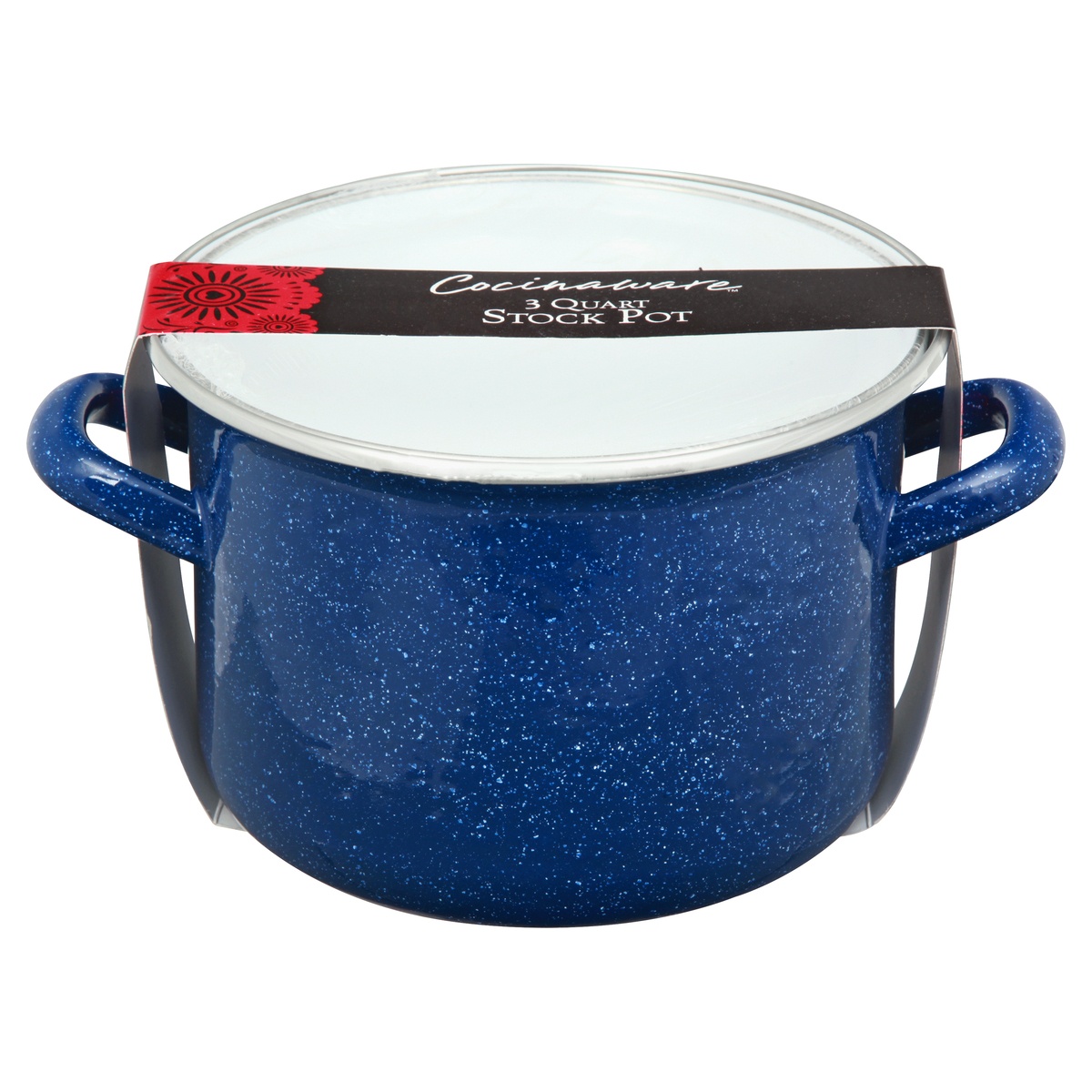 slide 1 of 8, Cocinaware Blue Speckled Stock Pot, 3 qt