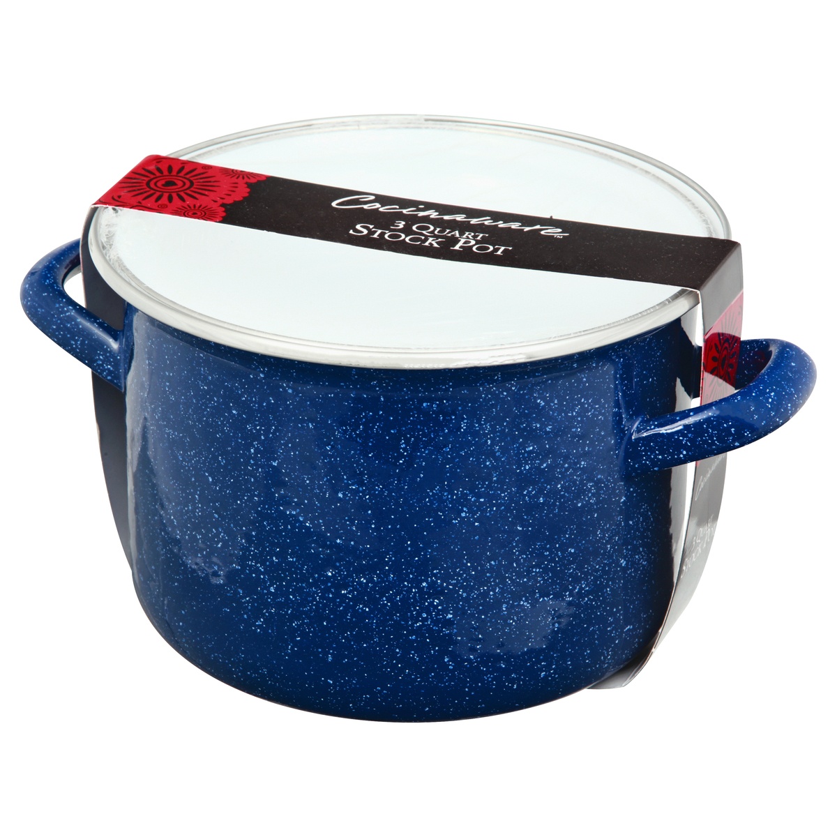 slide 3 of 8, Cocinaware Blue Speckled Stock Pot, 3 qt