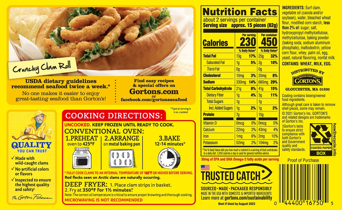 slide 9 of 9, Gorton's Clams Oven Crunchy, 5.75 oz