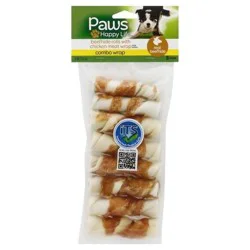 Paws Happy Life Beefhide Rolls, with Chicken Meat Wrap, 3 Inch, 8 Pack