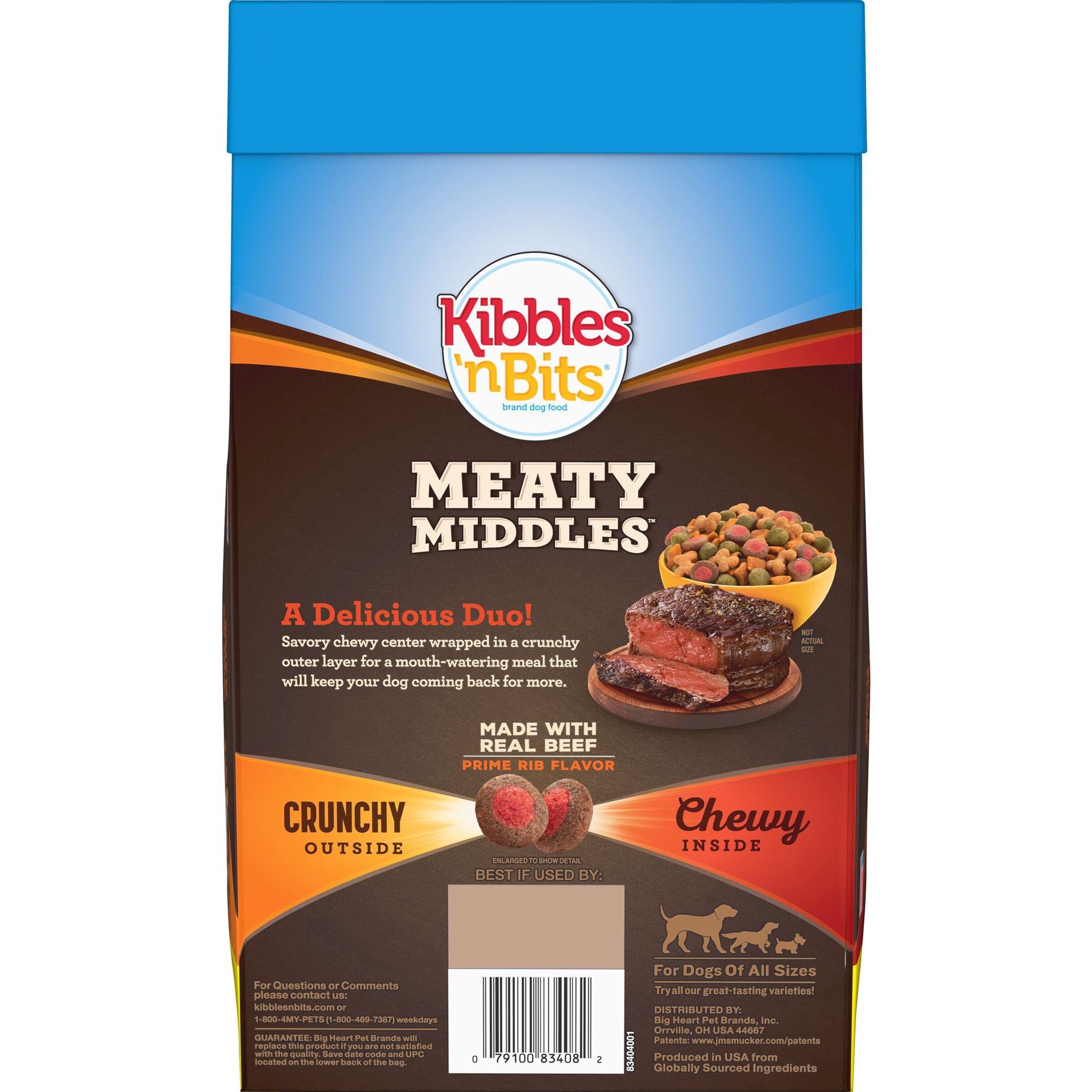 slide 3 of 3, Kibbles 'n Bits Meaty Middles Prime Rib Flavor, Dry Dog Food, 3.6 Pounds, 3.6 lb