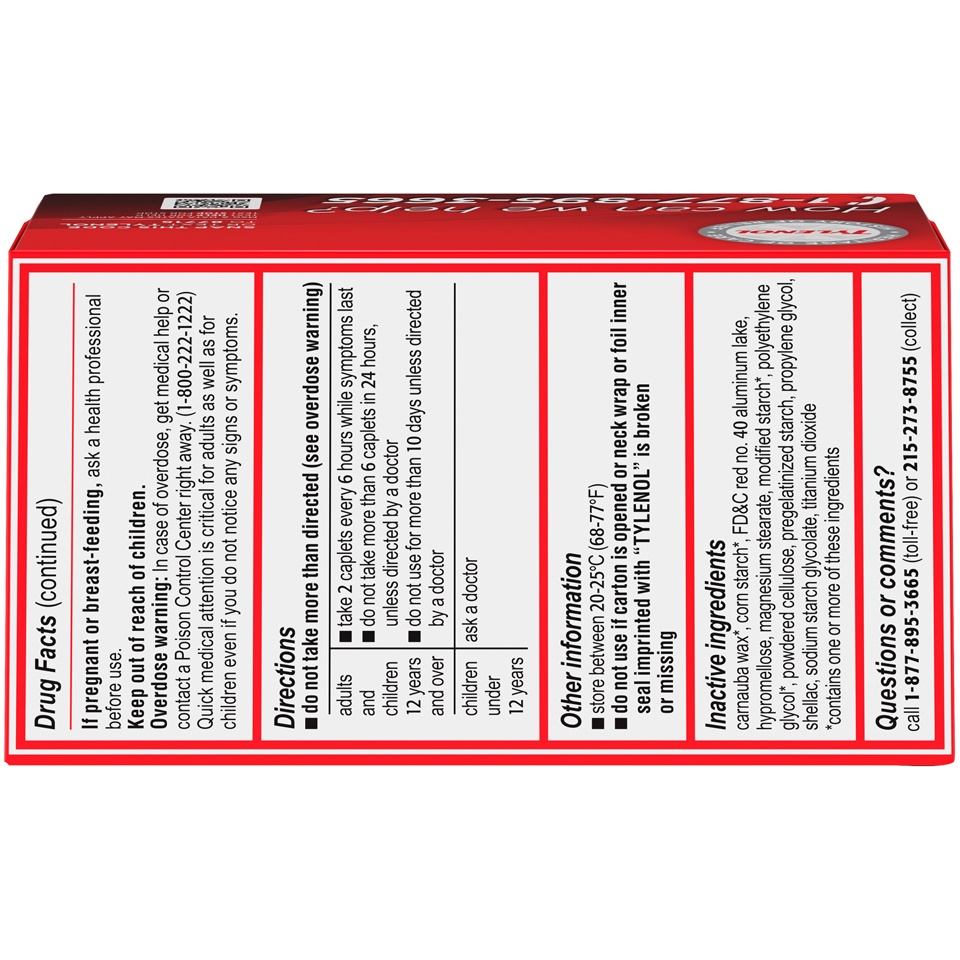slide 6 of 6, Tylenol Extra Strength Pain Reliever and Fever Reducer Caplets - Acetaminophen - 100ct, 100 ct