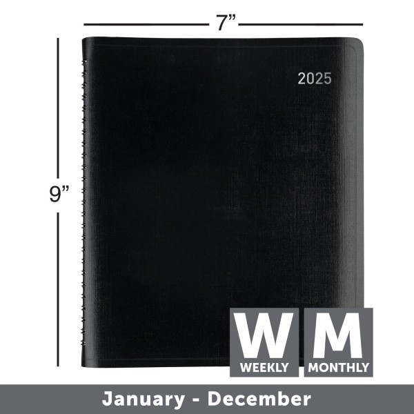 slide 5 of 7, Office Depot 2025 Office Depot Weekly/Monthly Appointment Book Planner, 7"" X 9"", Black, January To December, Od711600, 1 ct