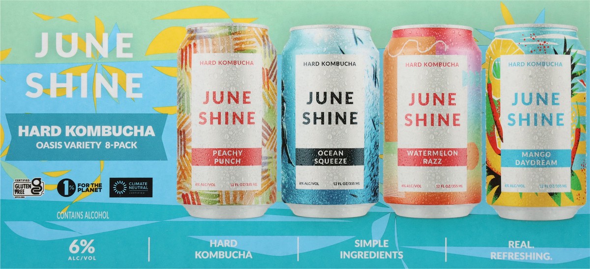 slide 4 of 13, JuneShine Hard Kombucha Oasis Variety 8 - 12 fl oz Cans, 8 ct