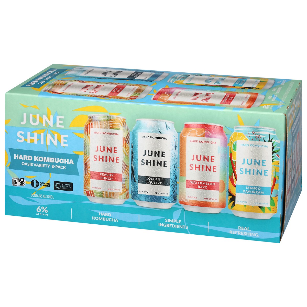 slide 7 of 13, JuneShine Hard Kombucha Oasis Variety 8 - 12 fl oz Cans, 8 ct