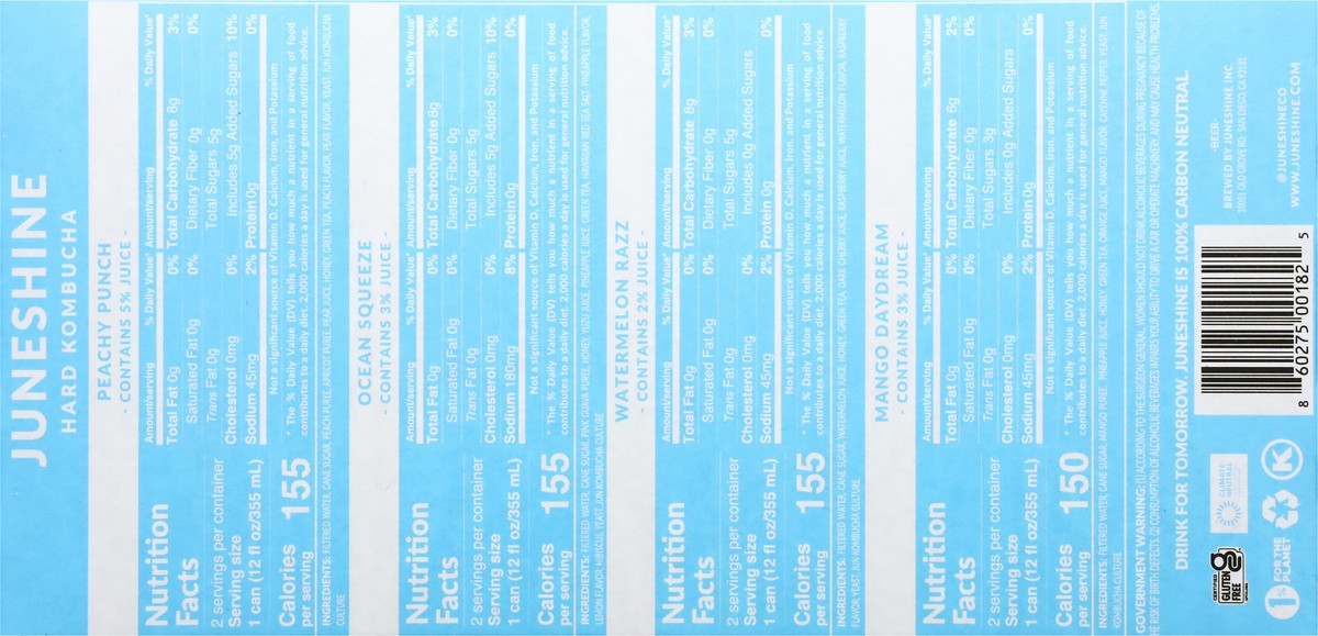 slide 12 of 13, JuneShine Hard Kombucha Oasis Variety 8 - 12 fl oz Cans, 8 ct