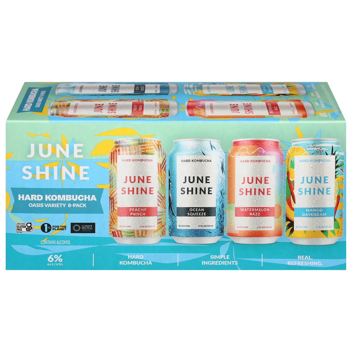 slide 1 of 13, JuneShine Hard Kombucha Oasis Variety 8 - 12 fl oz Cans, 8 ct